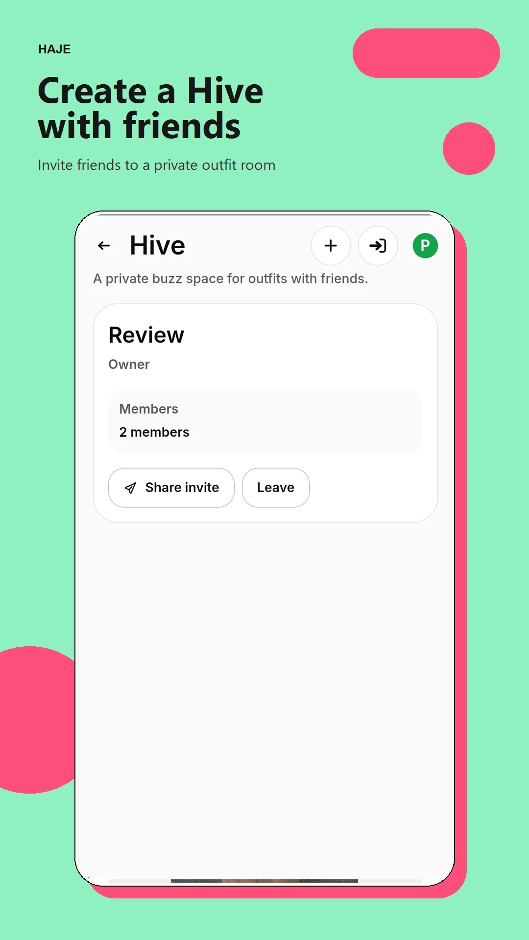 HAJE Hive screen